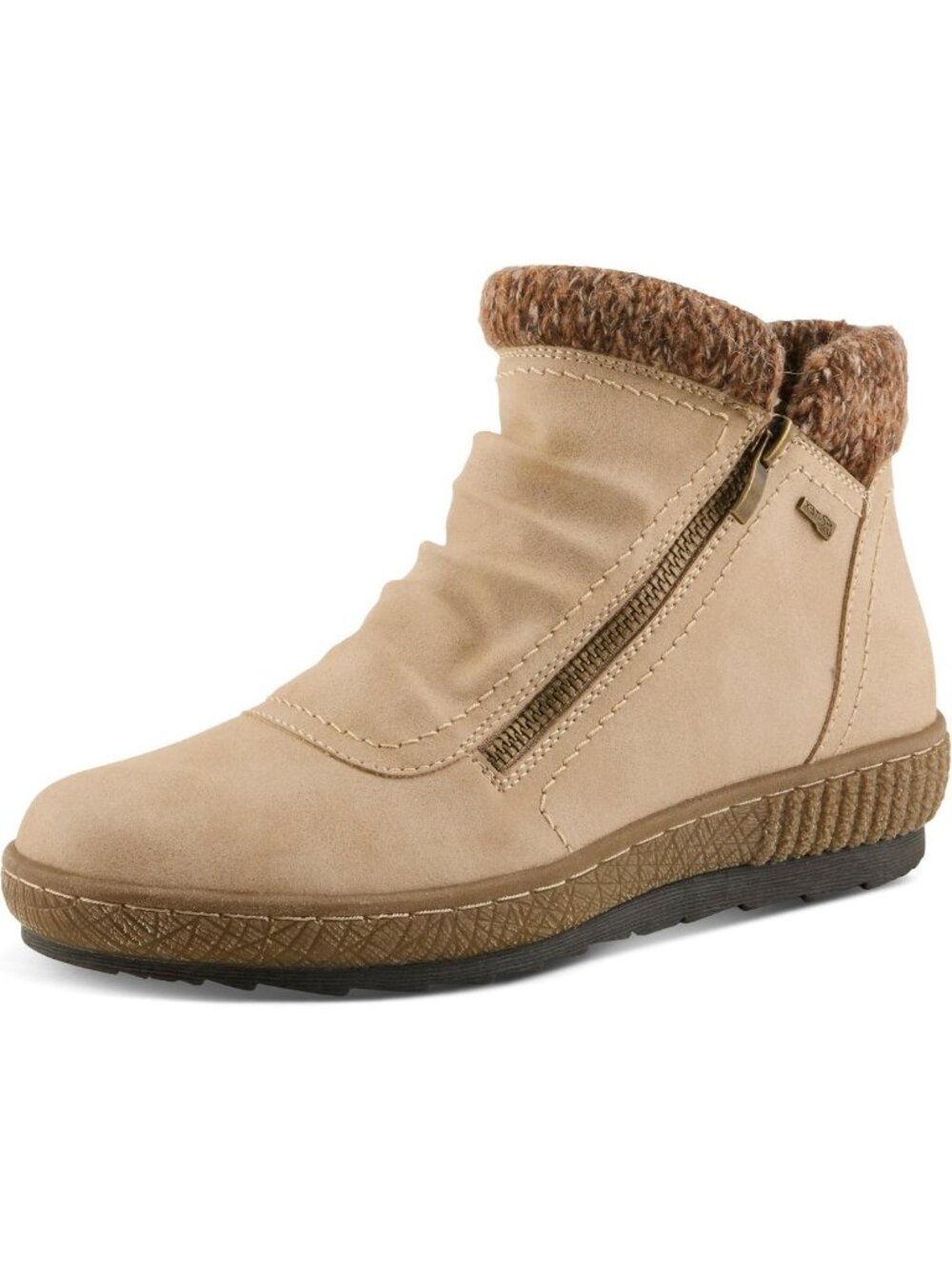 Water-Resistant Ankle Booties with Dual Zippers & Faux Shearling Lining for